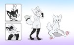 ambiguous_gender black_body black_fur blush bulge_grab bulge_rubbing clothing clothing_pull dripping duo feet fur goo_transformation green_eyes grey_body grey_fur latex latex_transformation long_socks male male/ambiguous mask_transformation muffled muffled_speech narrowed_eyes paws slime smile tail transformation white_body white_fur white_latex white_tail fox0808 boy_kisser_(meme) canid canine fox living_latex mammal hi_res meme