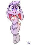 ambiguous_gender anthro collar fluffy fluffy_tail fur long_ears pink_nose purple_body purple_fur simple_background solo tail white_background white_body white_fur j3toleak happyhazard happy(happyhazard) lagomorph leporid mammal rabbit hi_res