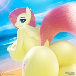 anthro anthrofied beach big_breasts big_butt breasts butt cutie_mark dock_(anatomy) female huge_breasts huge_butt looking_at_viewer looking_back nude seaside side_boob solo sun tail thick_thighs wide_hips wings eqamrd friendship_is_magic hasbro my_little_pony mythology fluttershy_(mlp) equid equine horse mammal mythological_creature mythological_equine pegasus pony 1:1 3d_(artwork) digital_media_(artwork)