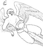 anthro beak briefs clothing feathers feet forearms half-closed_eyes hand_on_belly lying male narrowed_eyes reclining scaled_forearms scaled_legs scales smile solo spread_wings tail tail_feathers talons toes underwear wings tzair_(artist) tzair_(character) avian bird falcon falconid peregrine_falcon hi_res signature traditional_media_(artwork)