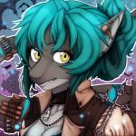 anthro cemetery cross female hunter solo toony avoid_posting zingiber lynn_(lynnshark) lynn_rhea fish marine shark vampire 1:1 icon low_res