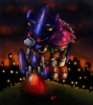 anthro blue_body carrying_another city city_background city_lights cityscape clothed clothing duo female hair looking_back machine male male/female night outside pink_hair raining red_eyes simple_background unconscious wet afterhumanity333 sega sonic_the_hedgehog_(series) amy_rose metal_sonic eulipotyphlan hedgehog mammal robot 2012