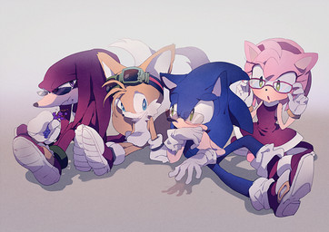 accessory anthro boots clothing eating eyewear female food footwear fur glasses gloves goggles group hair_accessory hairband handwear male shoes sitting sunglasses thin_calves thin_legs thin_thighs white_clothing white_gloves white_handwear aoki6311 sega sonic_the_hedgehog_(series) amy_rose knuckles_the_echidna miles_prower sonic_the_hedgehog canid canine echidna eulipotyphlan fox hedgehog mammal monotreme 2015 digital_media_(artwork)