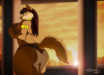 anthro big_breasts big_butt bracelet breasts brown_hair building butt clothed clothing dress female fur gold_(metal) gold_jewelry hair huge_thighs jewelry light multicolored_body multicolored_fur slightly_chubby slightly_chubby_anthro slightly_chubby_female solo sun sunlight tan_body tan_fur text thick_thighs translucent translucent_clothing two_tone_body two_tone_fur wide_hips xxsparcoxx nineveh_(xxsparcoxx) canid canine canis jackal mammal 2020 artist_name digital_media_(artwork)