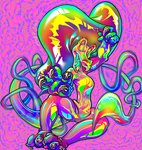 ambiguous_gender animal_humanoid anthro bright_colors claws colorful_theme dragon dragon_humanoid extacy_devil hi_res holographic_foil humanoid iridescent mythological_creature mythological_scalie mythology psychedelic scalie solo tail