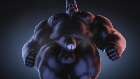 2_horns 5_fingers anthro balls barazoku black_body blue_eyes bodily_fluids breath circumcised claws fingers fist genitals half-erect horn humanoid_genitalia humanoid_penis low-angle_view male muscular muscular_anthro muscular_arms muscular_male muscular_thighs nipples nude_anthro nude_male pecs penis solo steam sweat sweaty_body walking irishkofi dukesmith3d_(modeler) nintendo pokemon aggron generation_3_pokemon pokemon_(species) 16:9 2025 3d_(artwork) 3d_animation 4k absurd_res animated digital_media_(artwork) english_description hi_res short_playtime sound webm widescreen
