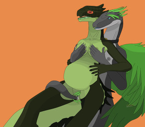 anthro apode blue_eyes bodily_fluids breasts duo feathered_wings feathers female female/female lactating legless nipples non-mammal_breasts open_mouth penetration pregnant pregnant_sex serpentine sex tail tail_fetish tail_in_vagina tail_insertion tail_play tail_sex vaginal vaginal_penetration wings thegamingzilla amphithere couatl crocodile_skink draconcopode feathered_scalie feathered_snake lizard naga red-eyed_crocodile_skink reptile scalie skink snake absurd_res hi_res