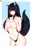 anus black_body black_clothing black_fur black_hair black_panties black_underwear breasts clothed clothing female fur hair long_hair nipples panties solo tongue tongue_out topless underwear x_anus tofuubear reiko_(tofuubear) animal_humanoid canid canid_humanoid canine canine_humanoid humanoid mammal mammal_humanoid wolf_humanoid