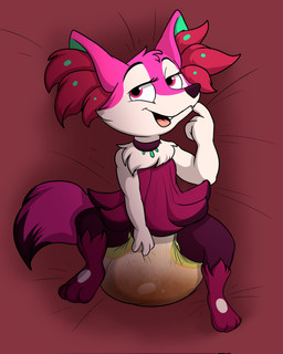 anthro big_diaper clothed clothing diaper diaper_only feces female front_view huge_diaper lying on_back soiled soiled_diaper soiling solo topless unclean_diaper used_diaper wearing_diaper young baltnwolf nintendo pokemon braixen generation_6_pokemon pokemon_(species) digital_media_(artwork) hi_res
