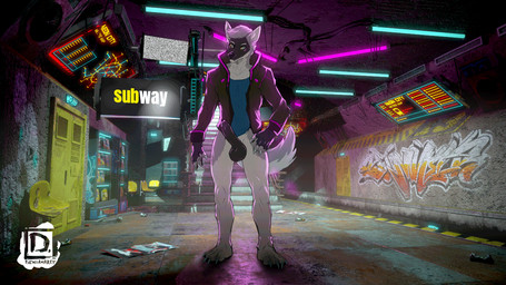 4_toes animated_gif anthro balls barefoot black_balls black_glans black_pawpads black_penis blinking blue_claws blue_eyes bottomless bottomless_anthro bottomless_male claws clothed clothing cyberpunk erection feet fur genital_piercing genitals glans gloves grey_body grey_fur handwear male pawpads penis penis_piercing piercing prince_albert_piercing solo subway subway_station toes white_body white_fur yellow_sclera demiamaret cole_canine canid canine canis domestic_dog husky mammal nordic_sled_dog spitz 16:9 2d_animation 3d_(artwork) 3d_animation animated digital_media_(artwork) mixed_media short_playtime widescreen