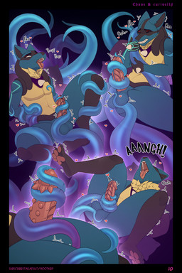 anthro ball_fondling balls blue_body blue_fur bodily_fluids clenched_teeth fondling fur genital_fluids genitals male masturbation moan multi_panel nude open_mouth penis precum shaking solo spikes spikes_(anatomy) teeth tentacles text tongue tongue_out trembling nootkep nintendo pokemon generation_4_pokemon lucario pokemon_(species) 2:3 absurd_res comic digital_media_(artwork) english_text hi_res nonbinary_(lore)