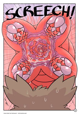 ambiguous_gender anthro anthrofied bodily_fluids brown_body brown_fur dripping fangs feral fur imminent_vore mouth_shot open_mouth saliva saliva_drip size_difference teeth vore kaittycat nintendo pokemon fan_character kotetsu_redwood annelid canid canine generation_3_pokemon mammal pokemon_(species) worm zigzagoon 2016 absurd_res comic hi_res