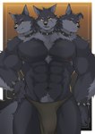 3_heads abs anthro arm_tuft biceps big_bulge big_muscles biped black_body black_ears black_fur black_nose black_tail bottomwear bracelet bulge cheek_tuft clothed clothing collar detailed_bulge ear_piercing ear_stud eye_scar eyebrow_piercing eyebrow_stud facial_piercing facial_scar facial_tuft fingers floppy_ears front_view fur genital_outline grey_body grey_fur grey_inner_ear grey_tail hand_on_hip humanoid_hands jewelry kemono loincloth loincloth_only looking_at_viewer male multi_head multicolored_body multicolored_fur multicolored_tail muscular muscular_anthro muscular_male navel neck_tuft nipples notched_ear open_mouth orange_background pecs penis_outline piercing pubes pupils red_eyes scar simple_background skimpy smile snaggle_tooth snout solo spiked_bracelet spiked_collar spikes standing tail topless topless_anthro topless_male tuft two_tone_body two_tone_fur two_tone_tail yellow_sclera ioenami88 european_mythology greek_mythology mythology canid canid_demon canine canis cerberus demon hellhound mammal mythological_canine mythological_creature wolf absurd_res colored digital_media_(artwork) hi_res portrait shaded three-quarter_portrait