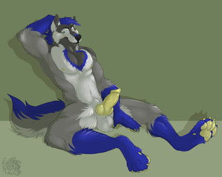 animal_genitalia animal_penis anthro balls canine_genitalia canine_penis countershade_balls countershade_crotch countershade_genitalia countershade_torso countershading erection genitals hand_behind_head knot knotted_penis looking_at_viewer male male_anthro muscular muscular_anthro muscular_male nipples nude nude_anthro nude_male penis sheath sitting solo spread_legs spreading tail chubchow beauwolfhusky canid canine canis domestic_dog husky hybrid mammal nordic_sled_dog spitz wolf 2018 absurd_res hi_res