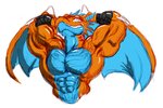 anthro big_muscles flexing grin horn huge_muscles male muscular muscular_anthro muscular_male nude sharp_teeth smile solo teeth vein veiny_muscles wings panscolipede european_mythology mythology dragon mythological_creature mythological_scalie scalie western_dragon 2013 3:2 colored_sketch hi_res sketch