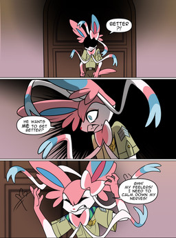 anthro anthrofied blue_body blue_eyes blue_fur clothed clothed_anthro clothing dialogue door fur male pink_body pink_ears pink_fur pink_tail pokemorph solo tail text white_body white_fur odeko-yma nintendo pokemon pokemon_mystery_dungeon spike_chunsoft pix_(odeko-yma) eeveelution generation_6_pokemon pokemon_(species) sylveon absurd_res comic english_text hi_res