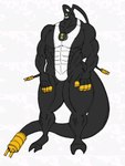 anthro black_body black_skin male multicolored_body multicolored_skin muscular muscular_male simple_background solo two_tone_body two_tone_skin white_background unknown_artist ben_10 cartoon_network feedback_(ben_10) alien conductoid 3:4 hi_res