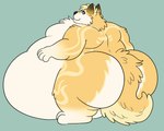 ambiguous_gender anthro belly big_belly butt huge_belly morbidly_obese obese obese_anthro overweight overweight_anthro solo sstinkies canid canine canis mammal wolf