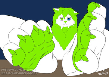 4_toes anthro claws enjoying feet foot_fetish foot_focus hindpaw macro male pawpads paws smile smirk soles solo toe_claws toes anthony444333 felid hybrid mammal absurd_res alpha_channel hi_res