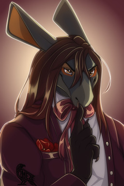 anthro clothed clothing formal hair looking_at_viewer male moody suit topwear omez canid canine canis jackal mammal portrait