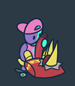 beak chip_bag clothing duo food genitals handjob male male/male multicolored_body penile penis red_penis sex shirt skateboard tank_top tongue tongue_out topwear two_tone_body vehicle gemsum candy_(gemsum) chips_(gemsum) avian food_creature humanoid 2026 animated loop low_res seamless_loop