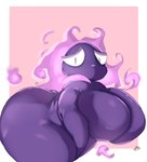 anthro big_breasts big_butt big_eyes black_eyes breasts butt female fire flaming_hair huge_breasts huge_butt huge_thighs looking_at_viewer pink_background pseudo_hair purple_body purple_breasts sad side_view simple_background solo thick_thighs lightmizano nintendo pokemon gastly generation_1_pokemon pokemon_(species) 2023 digital_media_(artwork) hi_res portrait shaded signature soft_shading three-quarter_portrait