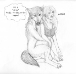 anthro arania archived_source canid canine canis duo female female_on_feral feral graphite_(artwork) greyscale human male male/female mammal monochrome occult_symbol pencil_(artwork) pentacle sketch symbol tail traditional_media_(artwork) transformation wolf