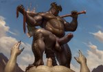 abs anthro balls barefoot bent_leg biceps big_balls big_muscles big_penis bone bone_necklace brown_body brown_scales claws day digitigrade dominant dominant_male duo erection facial_piercing feet fire first_person_view flaming_weapon foreskin genitals glans gold_body gold_scales greataxe head_crest holding_object holding_weapon huge_muscles huge_penis imminent_sex jewelry looking_at_viewer looming low-angle_view lying male male/male melee_weapon musclegut muscular muscular_anthro muscular_arms muscular_legs muscular_male navel necklace nude nude_anthro nude_male on_back outside pecs penis piercing red_eyes ridged_penis ridges scales sky smile smiling_at_viewer solo_focus standing tail thick_arms thick_penis thick_thighs urethra vein weapon aduran dungeons_and_dragons hasbro wizards_of_the_coast drogoroth karthanax dragonborn_(dnd) scalie digital_drawing_(artwork) digital_media_(artwork) hi_res
