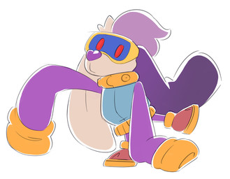 anthro clothing female footwear hair purple_hair red_eyes shoes solo sweater topwear visor white_body at7outof10 bubsy_(series) bubsy_4d baarbee_(bubsy) bovid caprine mammal sheep hi_res