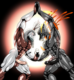 abs angry antennae_(anatomy) balls biceps big_penis duo erection fight hair male male/male muscular nude pecs penis wrestling saesar arthropod canid canine canis insect lepidopteran mammal moth wolf hi_res