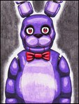 anthro black_background black_border black_nose blood blood_on_face bodily_fluids border bow_tie bow_tie_only front_view light looking_at_viewer machine male mostly_nude multicolored_body no_eyebrows purple_body red_bow_tie red_eyes simple_background solo two_tone_body tehcreechibi five_nights_at_freddy's scottgames bonnie_(fnaf) animatronic lagomorph leporid mammal rabbit robot 2014 colored_pencil_(artwork) english_description half-length_portrait lighting portrait shaded traditional_media_(artwork)