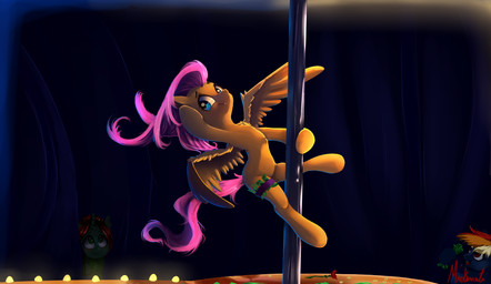dancing feathered_wings feathers female feral group hair horn long_hair money multicolored_hair pole pole_dancing smile solo_focus strip_club stripper stripper_pole tipping wings miokomata friendship_is_magic hasbro my_little_pony mythology fluttershy_(mlp) equid equine mammal mythological_creature mythological_equine pegasus unicorn 2017 hi_res