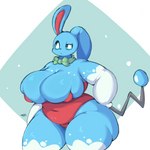 1:1 2023 anthro azumarill belly big_breasts big_butt black_tail blue_background blue_body blue_ears blue_nose blue_sclera blue_tail_tip breasts butt christmas clothing colored digital_media_(artwork) dipstick_tail female front_view generation_2_pokemon hand_on_hip hi_res holidays huge_breasts huge_butt lagomorph leotard leporid lightmizano looking_at_viewer mammal markings nintendo pattern_background pokemon pokemon_(species) rabbit red_clothing red_inner_ear red_leotard shaded signature simple_background slightly_chubby slightly_chubby_female solo tail tail_markings thick_thighs tight_clothing white_background white_eyes