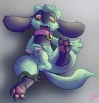 anthro bell bell_collar blush collar erection feet foreskin genitals hindpaw kerchief lying male masturbation on_back pawpads paws penis soles solo stormdragonblue nintendo pokemon generation_4_pokemon pokemon_(species) riolu 2023 colored hi_res