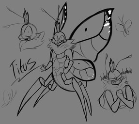 2_antennae 4_legs 4_wings arthropod_abdomen crown dialogue eyespots fist grin hands_together headgear insect_wings laugh lepidopteran_wings looking_at_viewer male male_taur markings multi_wing nude_male nude_taur pupils quadruped ruff slim_male small_pupils smile solo spread_wings standing teeth text three-quarter_view toothy_grin wings harmaniacal disney hoppers_(disney) pixar titus_(hoppers) arthropod butterfly insect lepidopteran taur digital_drawing_(artwork) digital_media_(artwork) english_text guide_lines hi_res monochrome sketch