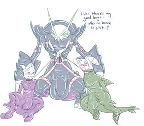 anthro balls bdsm bdsm_gear bdsm_outfit belt big_balls big_bulge big_penis blush bulge clothing collar dominant feral genitals good_boy grin group hands_on_legs harness huge_balls huge_bulge huge_penis hyper hyper_balls hyper_bulge hyper_genitalia hyper_penis latex latex_clothing latex_skinsuit leaning leaning_on_another leash leash_pull male male/male master paws penis petplay playful roleplay sitting skinsuit smile smug submissive submissive_male teasing text tight_clothing trio conditional_dnp samagthrav2 nintendo pokemon garchomp generation_1_pokemon generation_4_pokemon generation_7_pokemon golisopod legendary_pokemon mewtwo pokemon_(species) absurd_res english_text hi_res