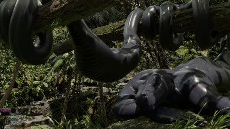 after_vore ambiguous_gender apode black_body black_scales digestion digestion_noises hanging_from_branch legless male male/ambiguous scales serpentine sleeping suspension tail_bulge vore daffi boa_(snake) draconcopode naga reptile scalie snake unknown_species animated short_playtime video