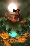 ambiguous_gender anthro butt food fruit holidays jack-o'-lantern magic_user male moon october plant pose pumpkin solo supernatural voodoo witch the_v00d00 halloween canid canine canis mammal red_wolf wolf riley_(disambiguation) absurd_res hi_res pinup