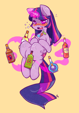 alcohol beverage blush cutie_mark drunk female feral fur glass glowing hair horn long_hair magic multicolored_hair open_mouth purple_eyes purple_hair smile solo substance_intoxication tongue two_tone_hair cuboidal friendship_is_magic hasbro my_little_pony mythology twilight_sparkle_(mlp) equid equine mammal mythological_creature mythological_equine unicorn 2013