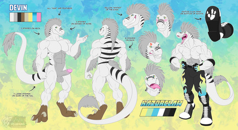 anthro balls claws digitigrade genitals humanoid_genitalia humanoid_penis male muscular nude open_mouth open_smile penis sickle_claw smile solo standing tail tail_tuft toe_claws tongue tongue_out tuft vallhound devin_(derpybro) dinosaur dromaeosaurid prehistoric_species reptile saurischian scalie theropod hi_res