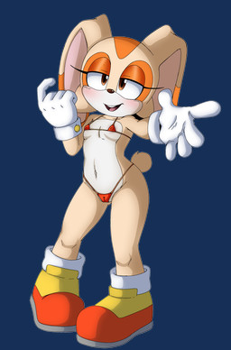 anthro bikini blush camel_toe clothing female footwear looking_at_viewer micro_bikini nipples shoes smile solo swimwear tail two-piece_swimsuit young young_female anonymous_artist jupiterorange sega sonic_the_hedgehog_(series) cream_the_rabbit lagomorph leporid mammal rabbit 2026 absurd_res alpha_channel colored hi_res