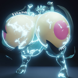 anthro aura big_breasts blue_eyes breast_expansion breasts clothing expansion female flexing glowing huge_breasts hyper hyper_breasts inverted_nipples nipples open_mouth simple_background solo sound_effects tearing_clothing thick_thighs torn_clothing darkdraketom nintendo pokemon lulu_(darkdraketom) generation_4_pokemon lucario pokemon_(species) 1:1 3d_(artwork) blender_(artwork) digital_media_(artwork) hi_res