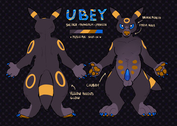 animal_genitalia animal_penis balls belly blue_penis erection genitals gynomorph intersex penis solo tapering_penis text mothaala nintendo pokemon ubey_(mothaala) eeveelution generation_2_pokemon pokemon_(species) umbreon english_text hi_res model_sheet