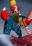 anthro blood bodily_fluids chainsaw clothed clothing denim female fur gore holidays mask power_tool solo stained_clothing tools deedoss christmas friday_the_13th_(series) jason_voorhees canid canine fox mammal absurd_res hi_res