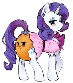 blue_eyes blue_eyeshadow blush bodily_fluids cartoon_freckles clothed clothed_feral clothing cutie_mark diaper diaper_transformation duo ear_piercing ear_ring eyelashes eyeshadow female female/female feral freckled_face freckles furgonomic_diaper furgonomics genital_fluids green_eyes horn long_eyelashes makeup mane orange_body piercing purple_mane purple_tail quadruped ring_piercing sound_effects tail unclean_diaper urine used_diaper using_diaper wearing_diaper wet_diaper wetting wetting_diaper white_body omufujofish friendship_is_magic hasbro my_little_pony mythology applejack_(mlp) rarity_(mlp) animate_inanimate diaper_creature equid equine mammal mythological_creature mythological_equine unicorn digital_drawing_(artwork) digital_media_(artwork) hi_res