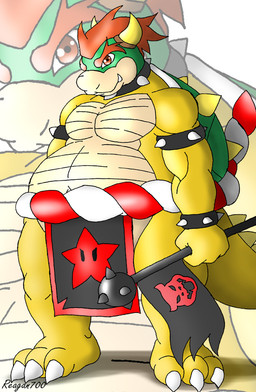 anthro armband asian_clothing belly bracelet claws clothing collar east_asian_clothing flag flag_(object) hair holding_flag holding_object horn japanese_clothing jewelry looking_at_viewer male mawashi navel overweight overweight_anthro overweight_male pecs shell slightly_chubby slightly_chubby_anthro slightly_chubby_male solo spiked_armband spiked_bracelet spiked_collar spiked_shell spiked_tail spikes spikes_(anatomy) standing sumo tail toe_claws reagan700 mario_bros mythology nintendo bowser dragon koopa mythological_creature mythological_scalie scalie 2010 signature
