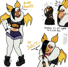 alternative_fashion anthro apple band_merch bottomwear clothing denim denim_bottomwear denim_clothing denim_shorts fangs fashion female food fruit fur midriff navel navel_piercing nervous piercing plant punk shorts solo teeth text white_body white_eyes white_fur wings blarf022 nirvana vranda_von_bat_(blarf022) bat honduran_white_bat leaf-nosed_bat mammal microbat yangochiropteran 2023 absurd_res english_text hi_res