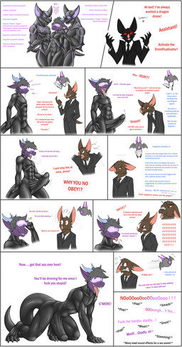 all_fours angry anthro aroused balls big_balls big_bulge big_penis big_tail blep bodily_fluids bodysuit border breath bulge captured claws clothed clothing cocky cocky_grin cocky_smile detailed_bulge dom_turn_sub dominant drone dronesuit dronification drooling dry_humping ears_down ears_up erection exposition eyewear eyewear_on_head gangbang genitals glistening glistening_body goggles goggles_on_head grin grinding grinding_on_leg groan group group_sex holding_another huge_balls huge_bulge huge_penis humping hypnotic_visor latex latex_clothing latex_skinsuit looking_pleasured lore machine male male/male moan mouth_shot open_mouth panting paws penis pivoted_ears profanity pseudo_drone rage_face revealing_outfit role_reversal saliva seductive sex sexual_assault shocked skimpy skinsuit skintight_suit smile smug sound_effects star_symbol sub_turn_dom suit surprised tail tenting text tight_bulges tight_clothing tongue tongue_out unimpressed villainous visor white_border conditional_dnp samagthrav2 mythology samagthra bat dragon mammal mythological_creature mythological_scalie robot scalie absurd_res comic english_text hi_res
