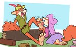 4_toes anthro barefoot clothed clothing feet female foot_fetish foot_lick foot_play fur humanoid_feet licking male open_mouth orange_body orange_fur plantigrade soles toes tongue yourhardnerdcollector disney robin_hood_(disney) maid_marian robin_hood canid canine fox mammal hi_res