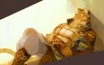 anthro countershading eyes_closed fur male sleeping foreloup nekojishi studio_klondike lin_hu felid mammal pantherine tiger 2017 hi_res
